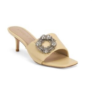 ALLEGRA JAMES Yellow Leather Leather Harper Heeled Sandals